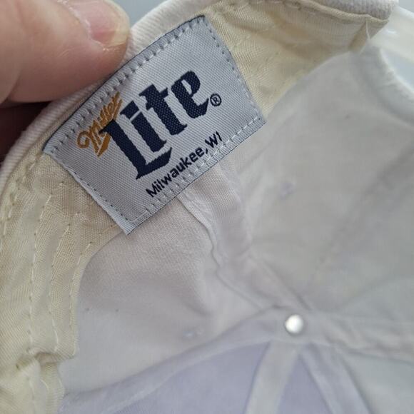 Miller Lite Beer Hat Snapback Adjustable Baseball Cap White Cotton - Picture 7 of 8